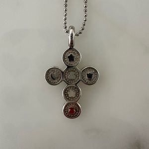 Elegant Silver and Red Pendant Necklace